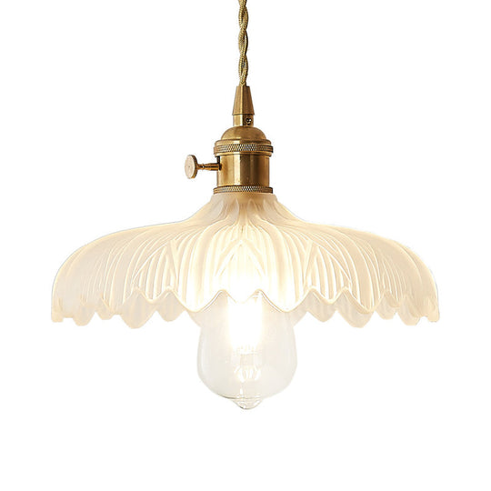 Post-Modern Gold Hanging Lamp Kit With Glass Shade - Drop Pendant Design