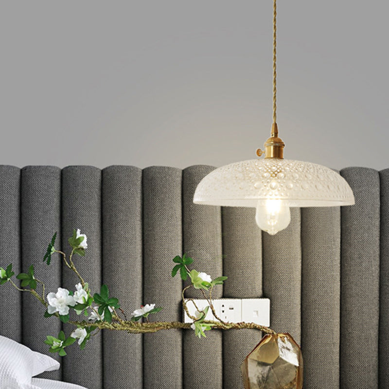 Post-Modern Gold Hanging Lamp Kit With Glass Shade - Drop Pendant Design