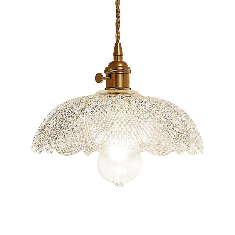 Post-Modern Gold Hanging Lamp Kit With Glass Shade - Drop Pendant Design