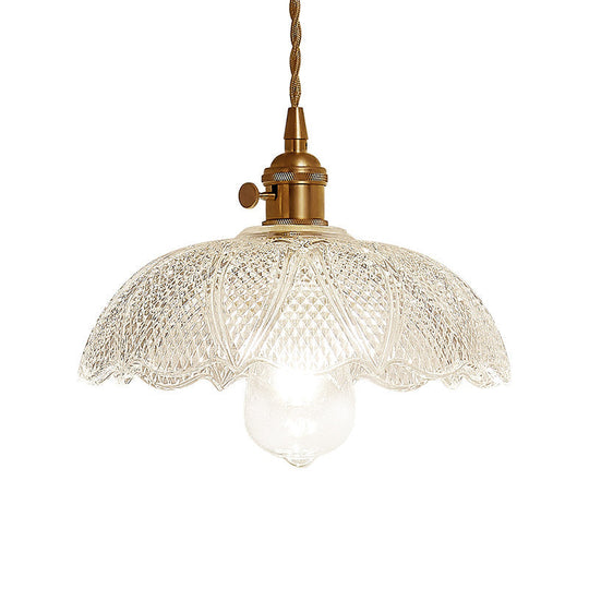 Post-Modern Gold Hanging Lamp Kit With Glass Shade - Drop Pendant Design