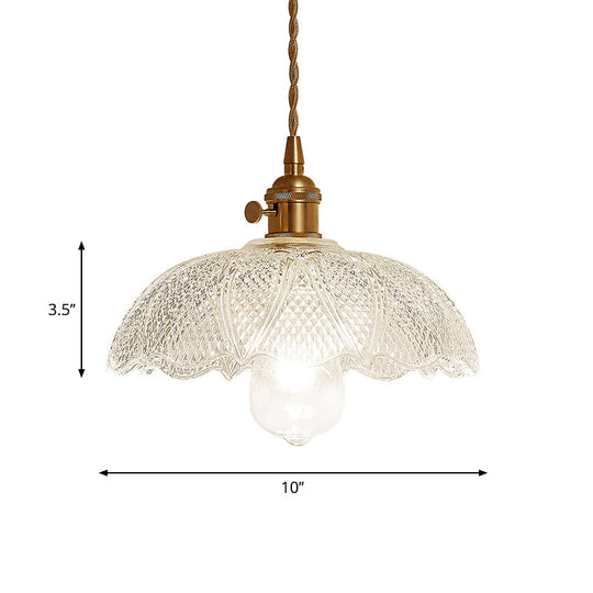 Post-Modern Gold Hanging Lamp Kit With Glass Shade - Drop Pendant Design