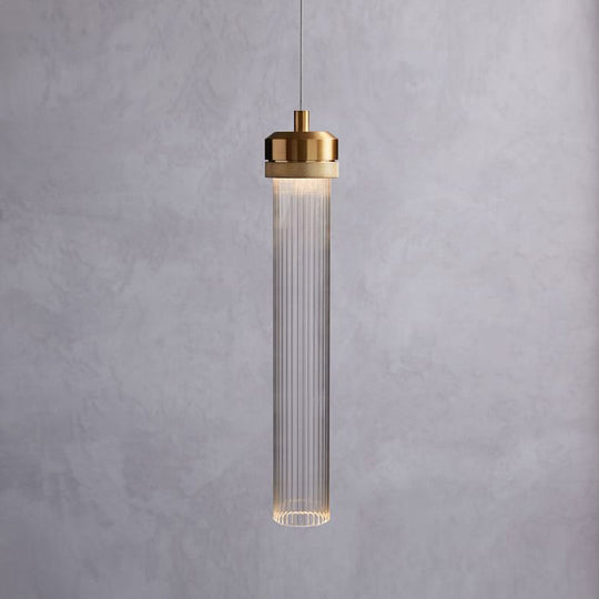Gold Fluted Glass Pendant Light - Modern Simplicity For Dining Table