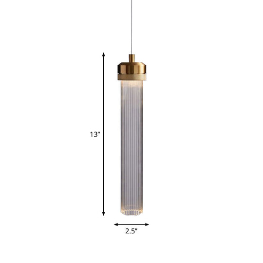 Gold Fluted Glass Pendant Light - Modern Simplicity For Dining Table