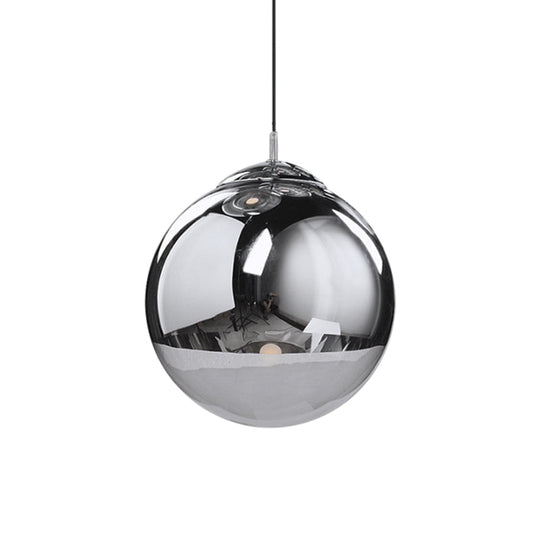 Sleek Silver Mirrored Glass Sphere Pendant Light - Perfect For Kitchen And Dinette 1-Light
