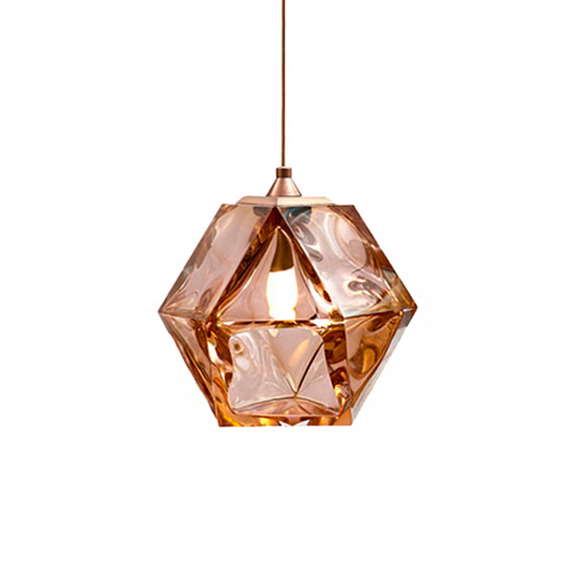 Modern Geometric Pendant Light - White/Smoke Grey/Rose Gold Glass Ideal For Dining Room Ceiling
