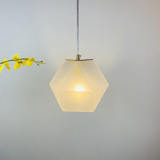 Modern Geometric Pendant Light - White/Smoke Grey/Rose Gold Glass Ideal For Dining Room Ceiling
