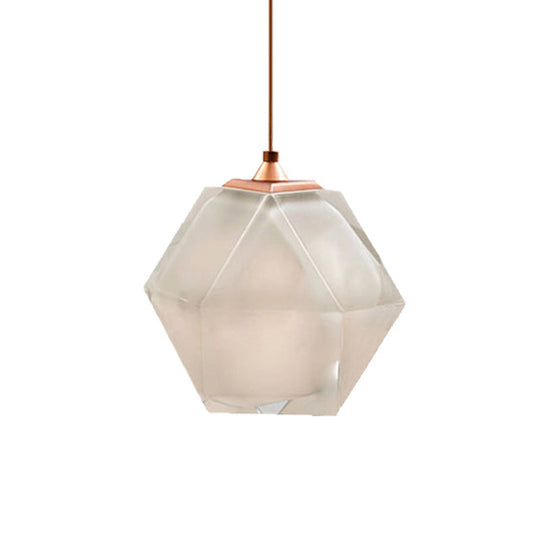 Modern Geometric Pendant Light - White/Smoke Grey/Rose Gold Glass Ideal For Dining Room Ceiling