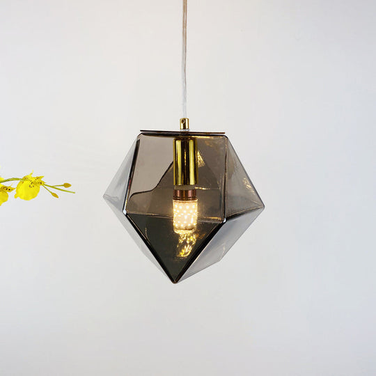 Modern Geometric Pendant Light: White/Smoke Grey/Rose Gold Glass | Stylish Dining Room Ceiling Hang