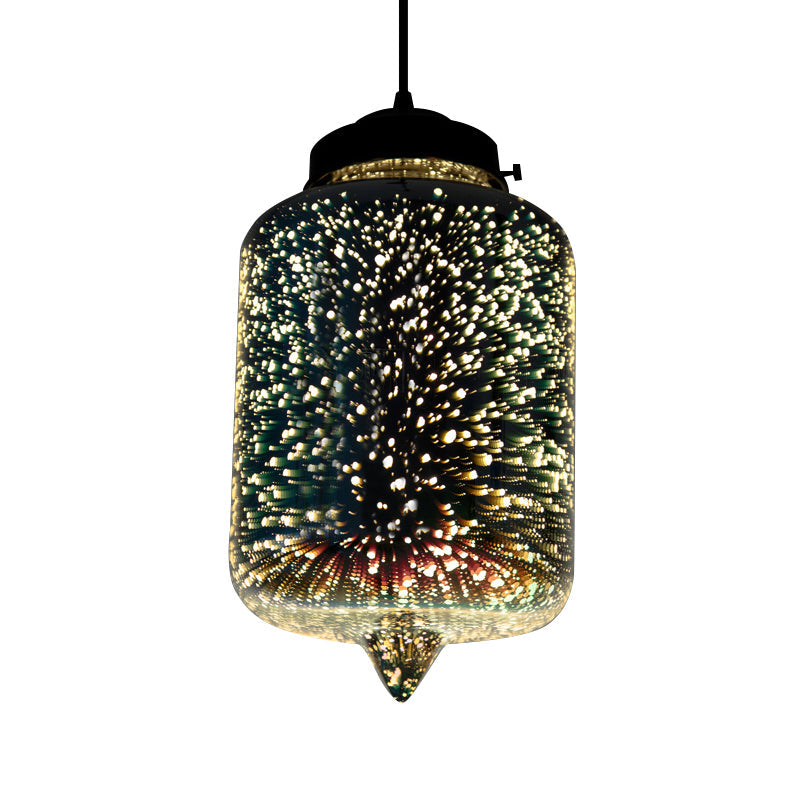 Colorful Glass Pendant 1-Light Hanging Light – Silver Finish