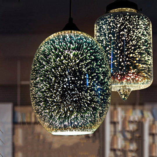 Colorful Glass Snack Bar Pendant Light In Silver - Postmodern Hanging Design / B