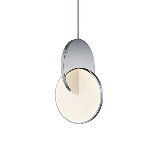 Led Disc Ceiling Pendant Lamp With Acrylic Shade Chrome/Gold Finish Minimalist Design - 7/10 W