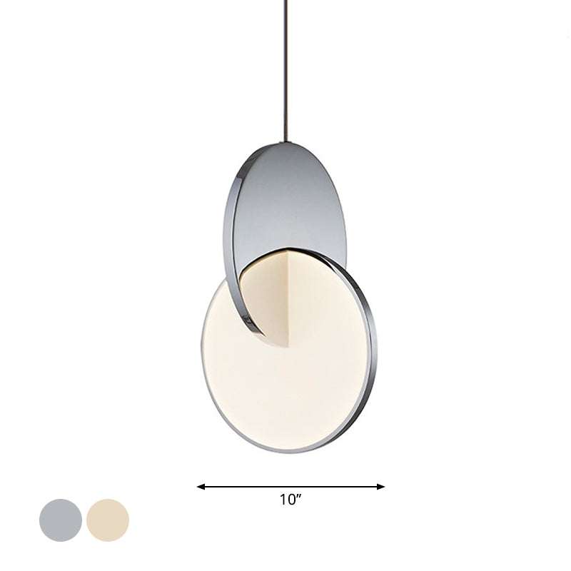 Led Disc Ceiling Pendant Lamp With Acrylic Shade Chrome/Gold Finish Minimalist Design - 7/10 W