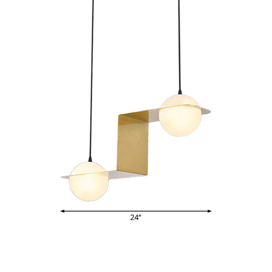 Modern Frosted White Glass Chandelier With Gold Finish - V/Z/Horizontal Pendant Ceiling Light