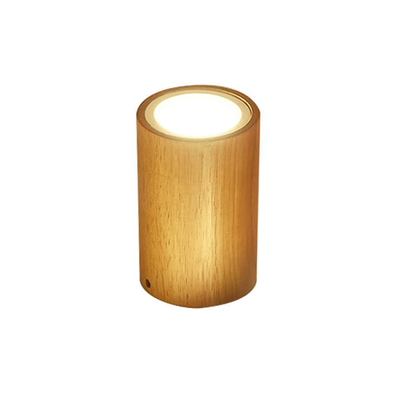 Wooden Mini Corridor Ceiling Lamp Nordic Flush Mount Lighting - Round/Square Led Beige 4’/6’/8’H
