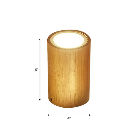 Wooden Mini Corridor Ceiling Lamp Nordic Flush Mount Lighting - Round/Square Led Beige 4’/6’/8’H