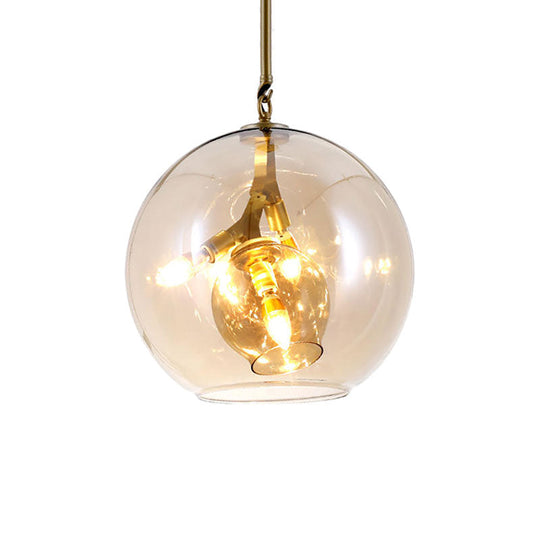 Modern Amber/Clear Glass Dining Room Chandelier With Triple Lights