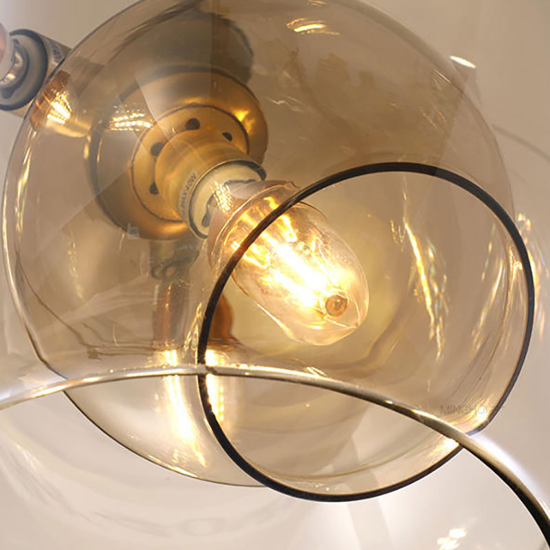 Modern Amber/Clear Glass Dining Room Chandelier With Triple Lights