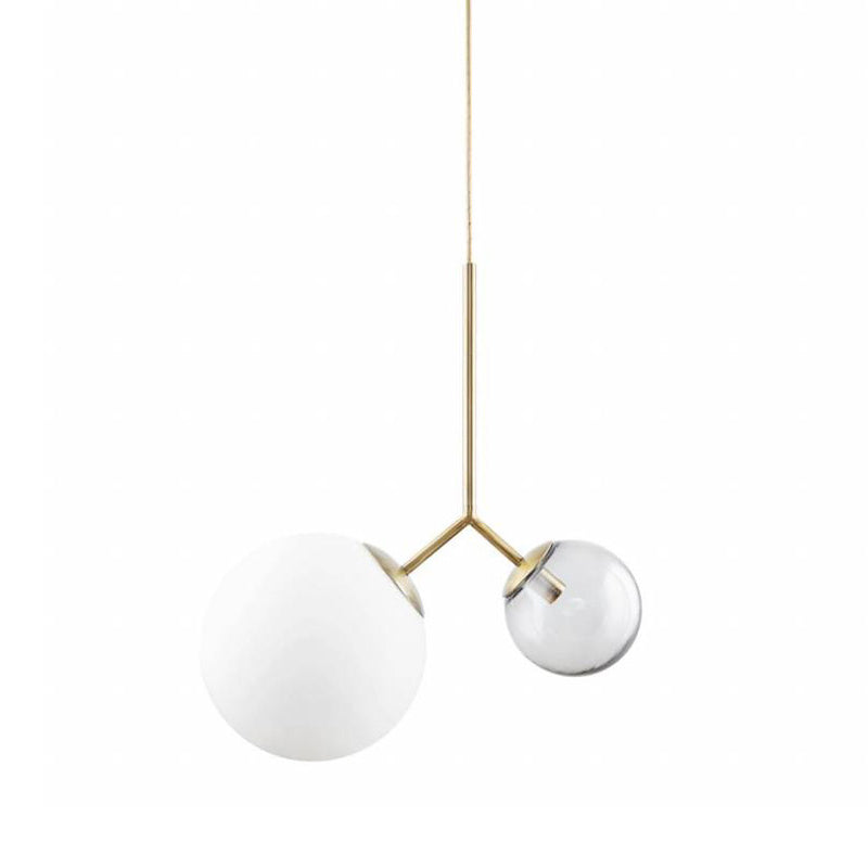 Gold Postmodern Pendant Light With Bifurcated Ombre Blue And Milk Glass (Note: This Revised Title