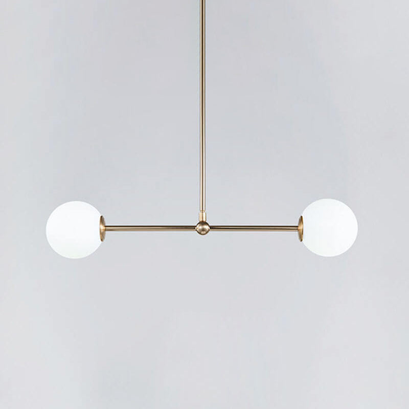 Modern Gold Pendant Light With Orb White Glass Shade - Minimalist Bar Design 2 Lights’ Or ’Gold