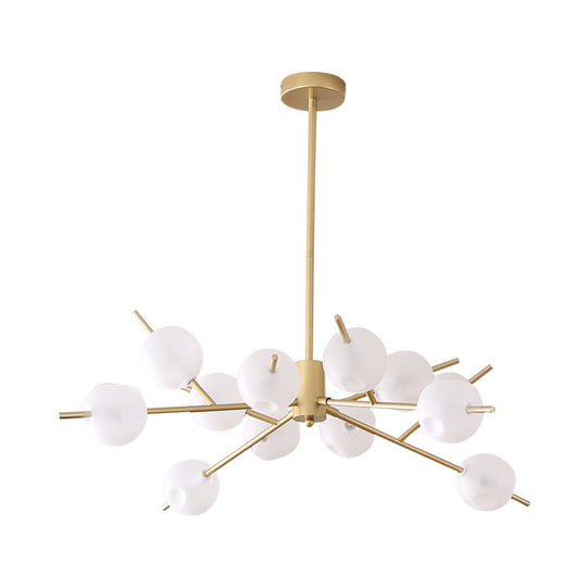 Modern Metal Chandelier - 9/12 Bulbs Bedroom Suspension Light In Black/Gold With Acrylic Shade