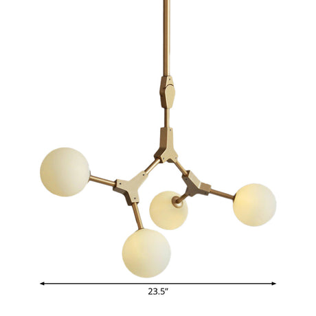 Post-Modern Glass Chandelier In Gold - Molecular Opal Orb 3/5/7 Lights Ideal For Hanging The Sitting