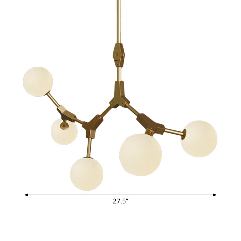 Opal Orb Glass Hanging Chandelier - Modern Molecular Design 3/5/7 Lights Gold