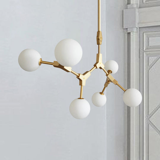 Opal Orb Glass Hanging Chandelier - Modern Molecular Design 3/5/7 Lights Gold 6 /