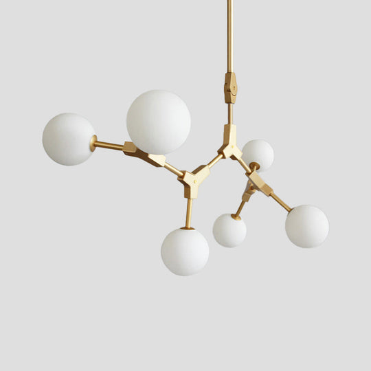 Opal Orb Glass Hanging Chandelier - Modern Molecular Design 3/5/7 Lights Gold