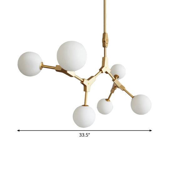 Opal Orb Glass Hanging Chandelier - Modern Molecular Design 3/5/7 Lights Gold