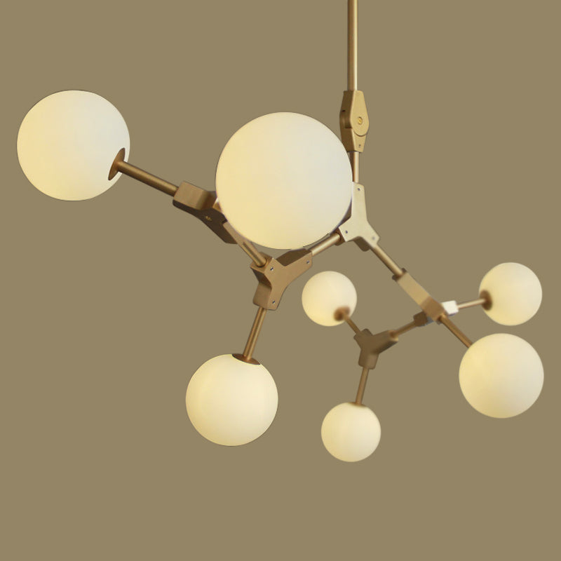 Opal Orb Glass Hanging Chandelier - Modern Molecular Design 3/5/7 Lights Gold