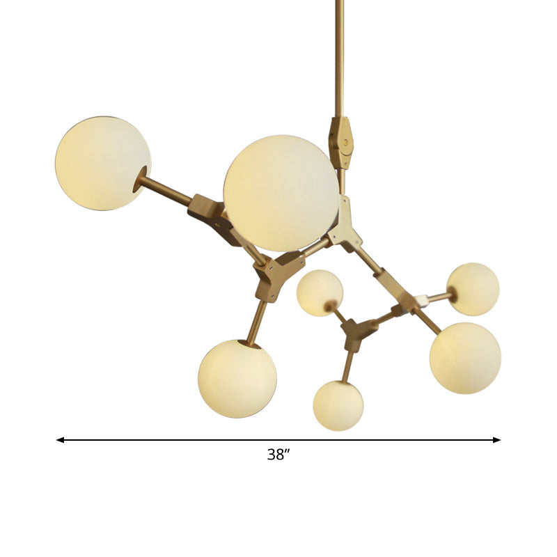 Opal Orb Glass Hanging Chandelier - Modern Molecular Design 3/5/7 Lights Gold