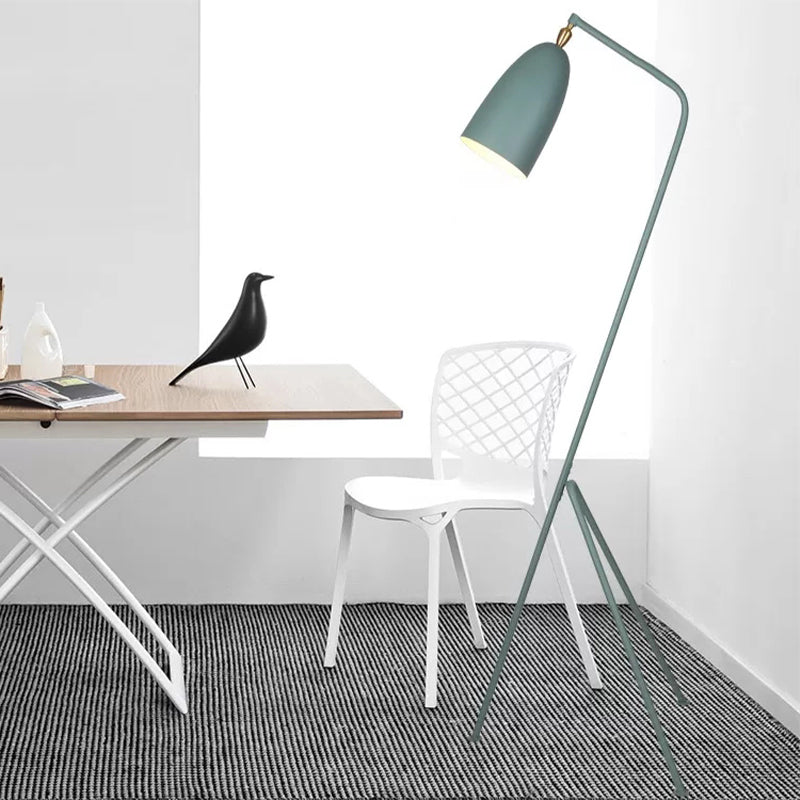 Macaron Loft Metal Floor Light With Domed Shade - One Bulb Candy Color Perfect For Meeting Rooms