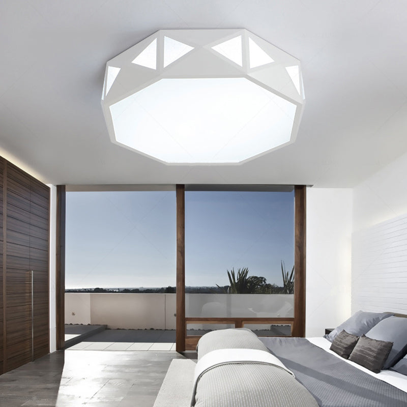 Acrylic Led Ceiling Lamp For Kindergarten - White Octagon Mount Light
