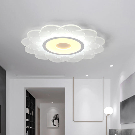Cartoon White Led Flush Ceiling Light - Childs Bedroom Blossom Acrylic Fixture