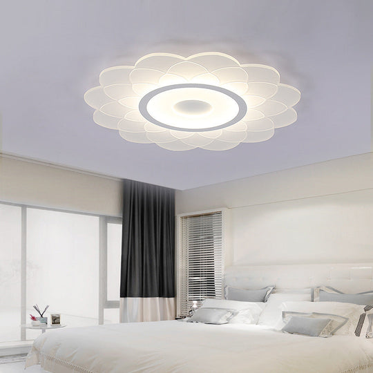 Cartoon White Led Flush Ceiling Light - Child’s Bedroom Blossom Acrylic Fixture