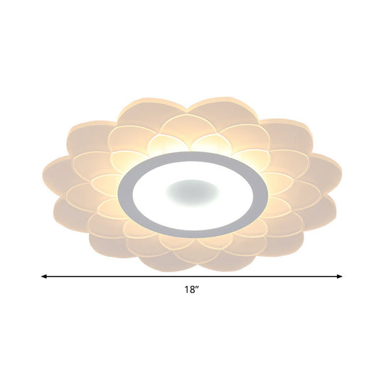 Cartoon White Led Flush Ceiling Light - Child’s Bedroom Blossom Acrylic Fixture