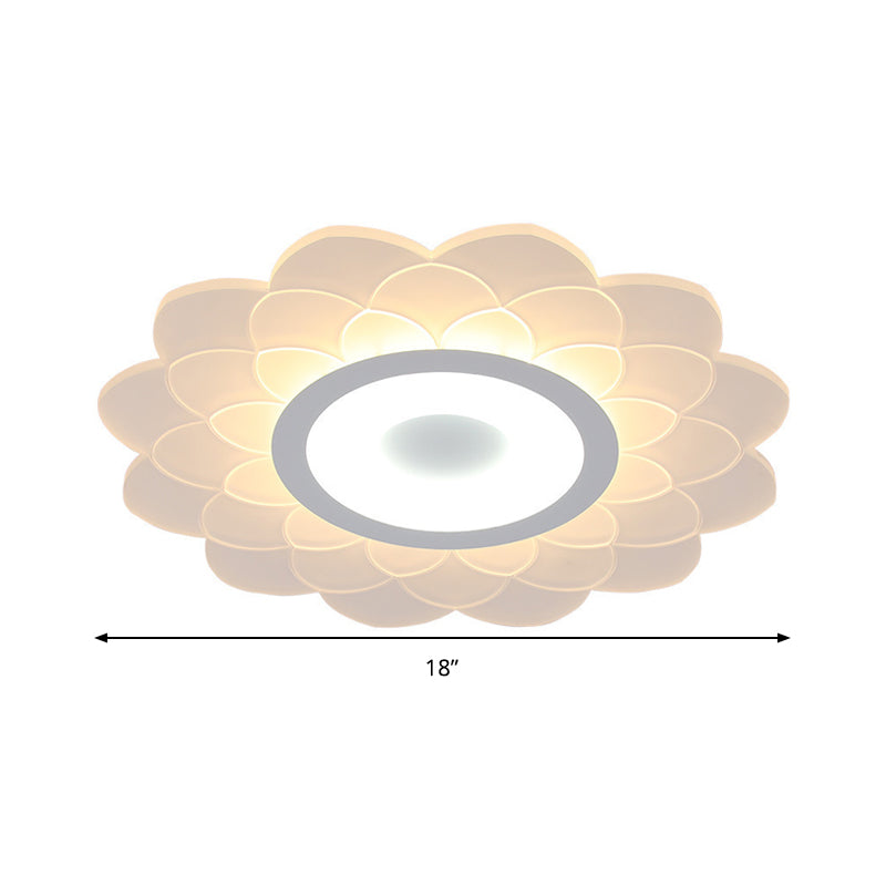 Cartoon White Led Flush Ceiling Light - Childs Bedroom Blossom Acrylic Fixture