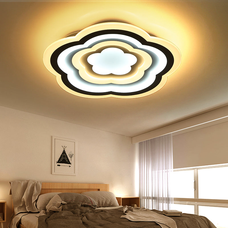 Led Floral Acrylic Ceiling Mount Light In White - Contemporary Lamp For Baby Room