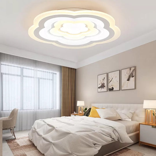 Led Floral Acrylic Ceiling Mount Light In White - Contemporary Lamp For Baby Room