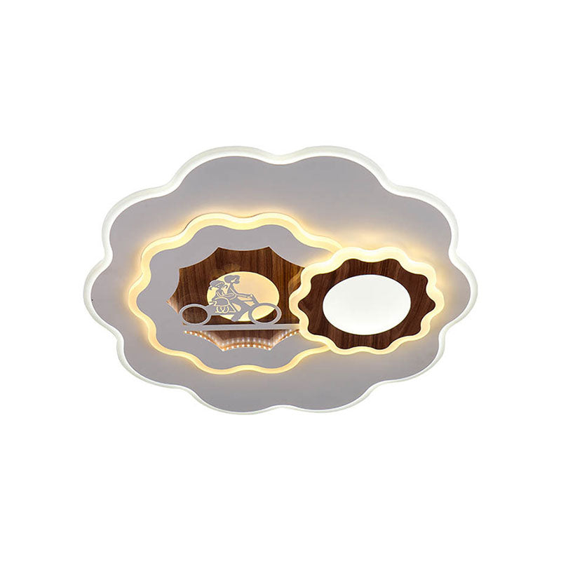 Romantic Acrylic Blossom Ceiling Mount Flush Light In White For Adult Bedroom