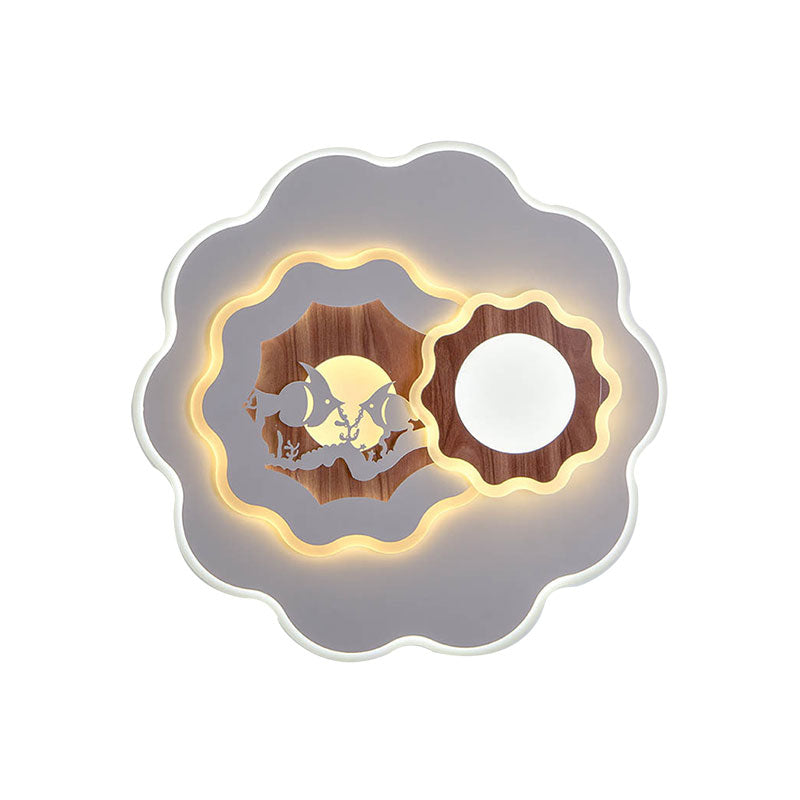 Romantic Acrylic Blossom Ceiling Mount Flush Light In White For Adult Bedroom