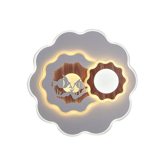 Romantic Acrylic Blossom Ceiling Mount Flush Light In White For Adult Bedroom