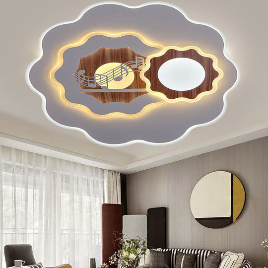 Romantic Acrylic Blossom Ceiling Mount Flush Light In White For Adult Bedroom / C