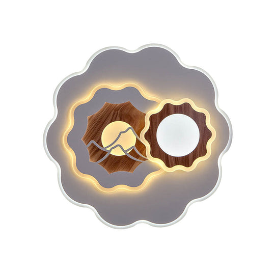 Romantic Acrylic Blossom Ceiling Mount Flush Light In White For Adult Bedroom