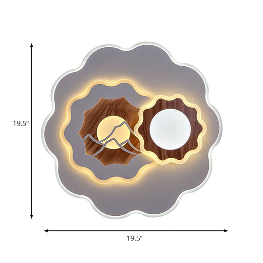 Romantic Acrylic Blossom Ceiling Mount Flush Light In White For Adult Bedroom