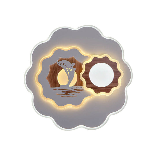 Romantic Acrylic Blossom Ceiling Mount Flush Light In White For Adult Bedroom