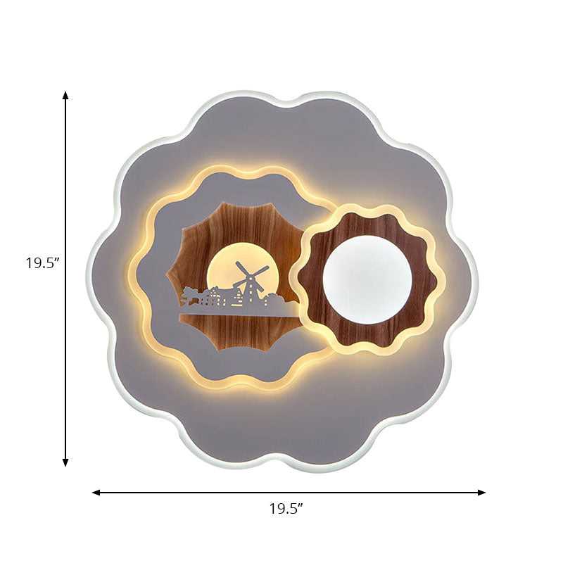 Romantic Acrylic Blossom Ceiling Mount Flush Light In White For Adult Bedroom