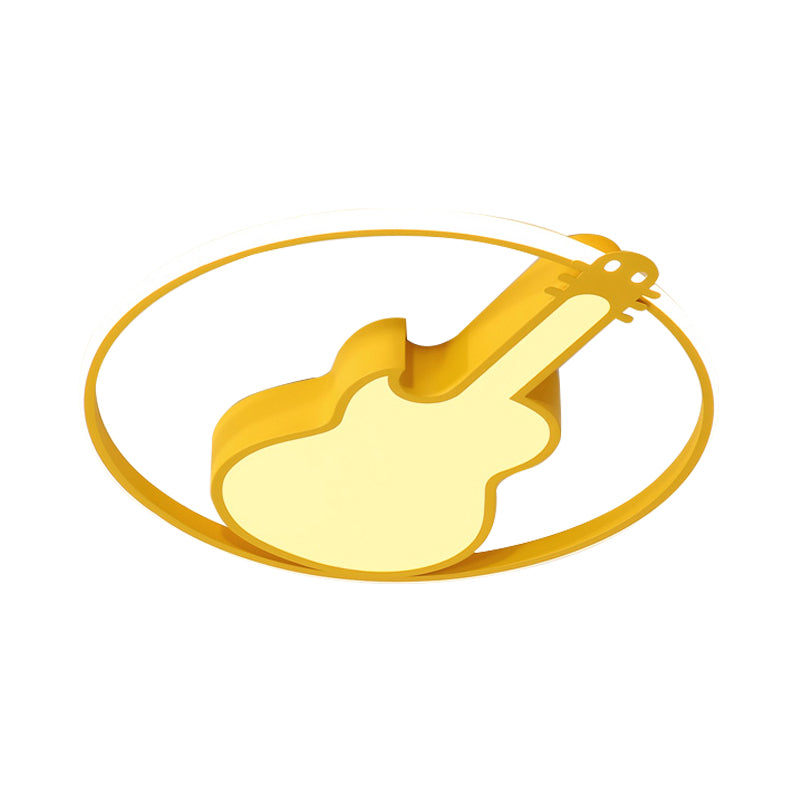 Candy-Colored Guitar Acrylic Flush Mount Led Ceiling Light For Game Rooms