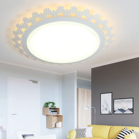 Modern Acrylic Led Ceiling Light With Engraved Edge - White
