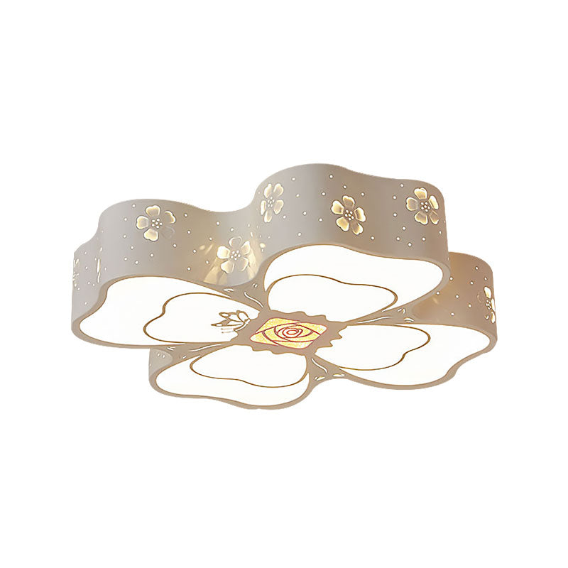 White Etched Petal Metal Ceiling Light For Kids’ Bedroom Or Bathroom